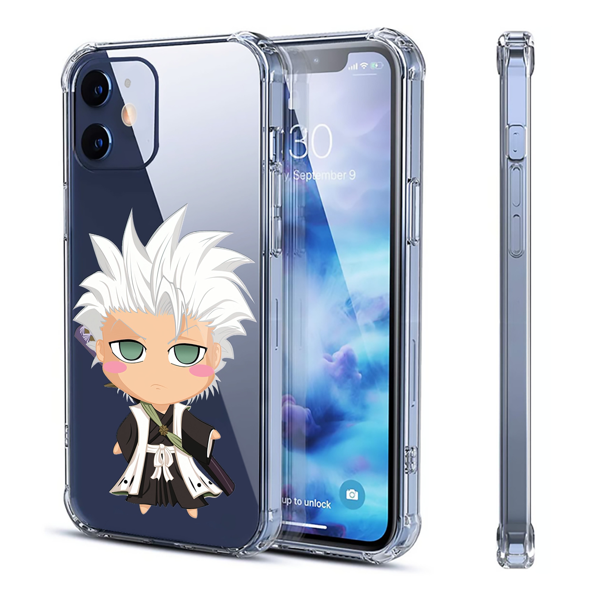（画像用） ブリーチ 日番谷冬獅郎（ひつがや とうしろう） BLEACH Hitsugaya Toushirou 【iPhone 12シリーズ対応】透明スマホケース（クリアソフトケース）